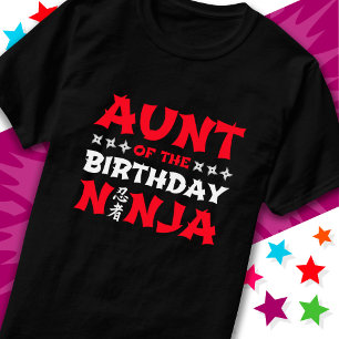 Camiseta Festa de Caratê Divertida Tia do Ninja de Aniversá