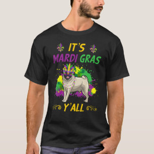 Camiseta Festa de Carnaval Engraçada Idea Pug Dog Mardi Gra