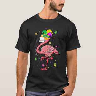 Camiseta Festa de Carnaval Flamingo Mardi Gras Miçangas de