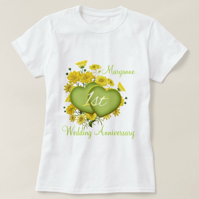 Camiseta Festa de Casamento de ruas Corações de Flor Selvag (Frente do Design)