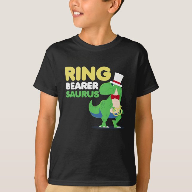 Camiseta Festa de casamento Dinossauro Rex para Portadores  (Frente)