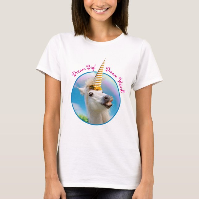 Camiseta Festa De Cavalo Unicórnio E Arco-Íris (Frente)