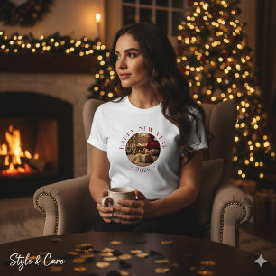 Camiseta Festa de Celebração de Ano Novo com Texto de Foto 