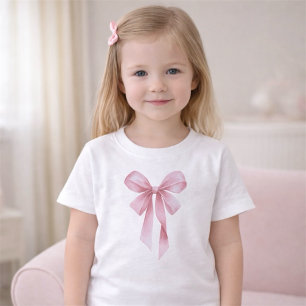 Camiseta Festa de Chá de Bebê Menina com Laço Rosa Suave