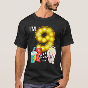Camiseta Festa de Cinema Noite 9º Aniversário Tema Crianças