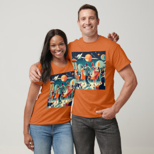 Camiseta Festa de Cocktail da Era Espacial do Meio do Sécul