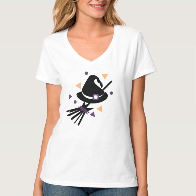 Camiseta Festa de Confetti de Bruxa de Halloween (Frente)