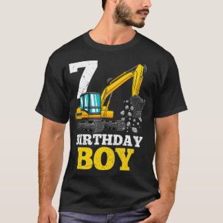 Camiseta Festa de Construção de Garoto de Aniversário de 7