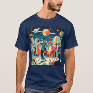 Camiseta Festa de Coquetel da Era Espacial do Meio do Sécul