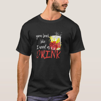 Camiseta Festa de Coquetel de Uísque Eu Preciso de uma Bebi