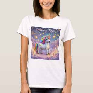 Camiseta Festa de crianças de unicórnios de balas de poster