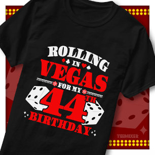 Camiseta Festa de Dados de Aniversário de 44 Anos no Vegas