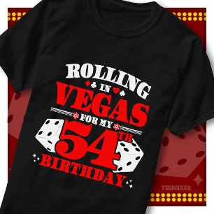 Camiseta Festa de Dados de Aniversário de 54 Anos no Vegas