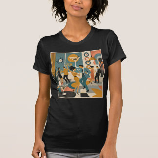 Camiseta Festa de Dança do Cocktail Martini Hippie dos Anos