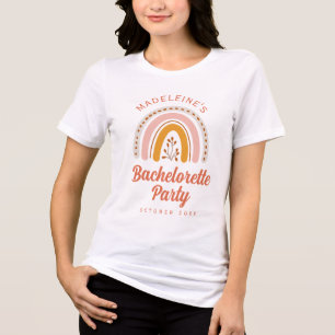 Camiseta Festa de despedida de solteira arco-íris boho