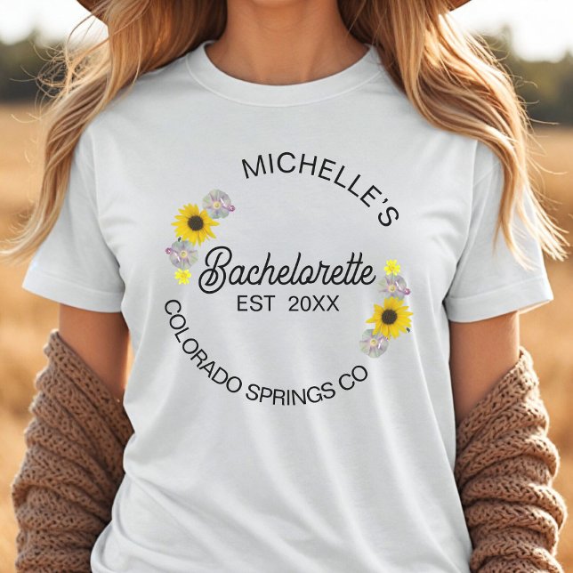 Camiseta Festa de Despedida de Solteira Floral Moderna Ano  (Criador carregado)