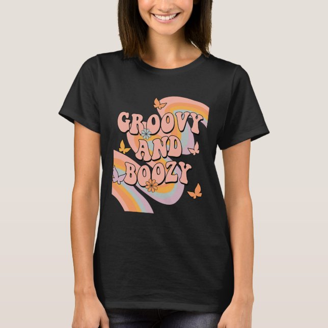 Camiseta Festa de Despedida de Solteira Groovy e Embriagada (Frente)