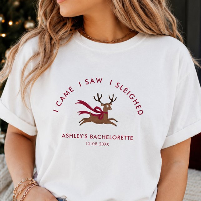Camiseta Festa de Despedida de Solteira no Natal com Rena  (Criador carregado)