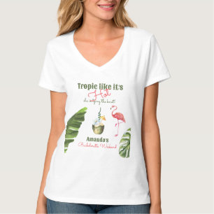 Camiseta Festa de Despedida de Solteira Tropical Rosa Quent