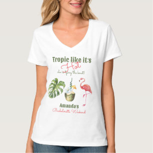 Camiseta Festa de Despedida de Solteira Tropical Rosa Quent