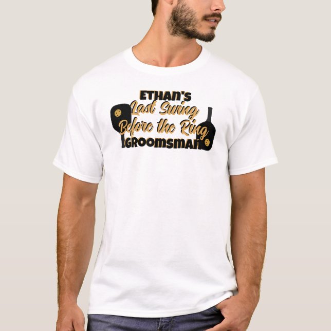 Camiseta Festa de Despedida de Solteiro de Pickleball Ouro  (Frente)