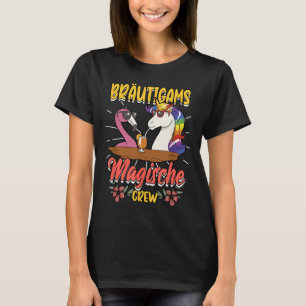 Camiseta Festa de Despedida de Solteiro Noivo Noiva Unicórn