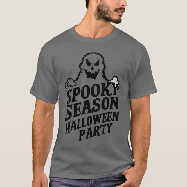 Camiseta Festa de Dia das Bruxas Bonitas da Estação Spooky, (Frente)