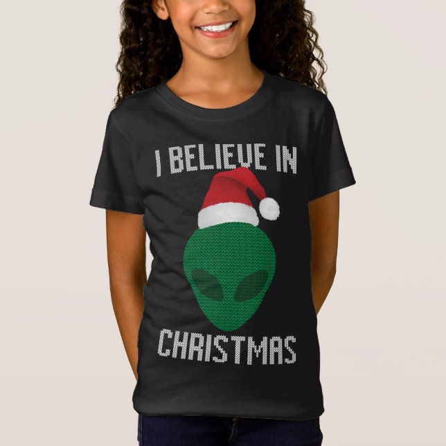 Camiseta Festa de Doce de Natal Engraçado da alienígena (Frente)