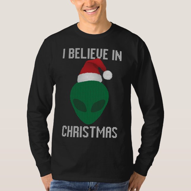 Camiseta Festa de Doce de Natal Engraçado da alienígena (Frente)
