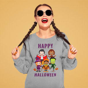 Camiseta Festa de Fantasias Fofas de Crianças no Halloween