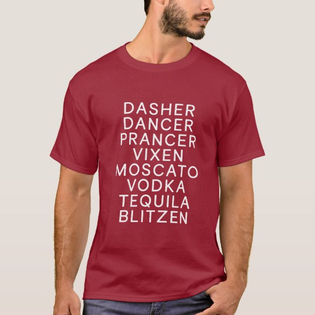 Camiseta Festa de Férias de Natal Bebendo Dasher Dancer  (Frente)
