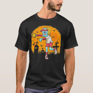 Camiseta Festa de Figuras de Halloween do Softball Zombie C