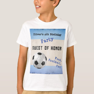 Camiseta Festa de Futebol Infantil Divertida Azul Convidado
