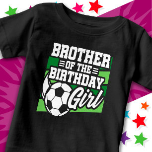 Camiseta Festa de Futebol Irmão da Garota de Aniversário