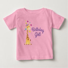 Camiseta Festa de Garota Aniversário de criança Giraffe Cuj