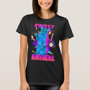 Camiseta Festa de Gato de Festas de Animais Coloridos Gráfi