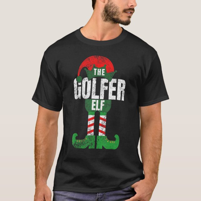 Camiseta Festa de Golfe Elf de Natal - Correspondência Fami (Frente)