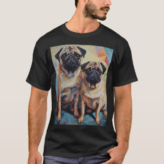 Camiseta Festa de Guloseimas Pug - Obra de Arte Cubista de