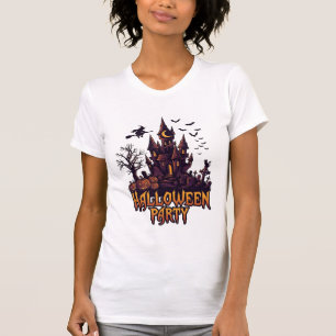 Camiseta Festa de Halloween Castelo Assombrado Abóboras Mor
