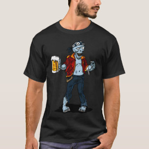 Camiseta Festa de Halloween da Cerveja do Pirata Zumbi