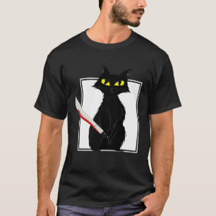 Camiseta Festa de Halloween de Terror Faca com Salpico de