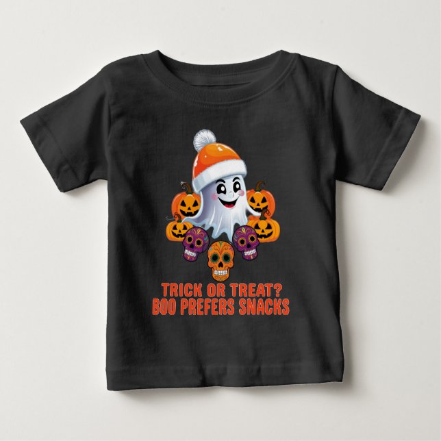 Camiseta Festa de Halloween de Trick ou Tratar Boo Engraçad (Frente)