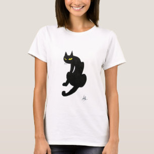 CAMISETA FESTA DE HALLOWEEN DO GATO PRETO