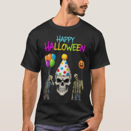 Camiseta Festa de Halloween do Zombie e do Skull