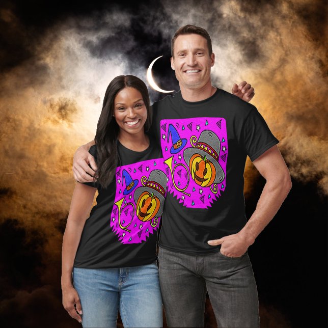 Camiseta Festa de Halloween Jack O'Lanterna Mata Roxo Unise (Halloween Party Jack O'Lantern Bugle Purple Unisex T-Shirt)