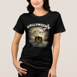 Camiseta Festa de Halloween Lua Abóbora Fantasma Vintage Ha