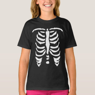 Camiseta festa de Halloween ossos de esqueleto caixa toráci