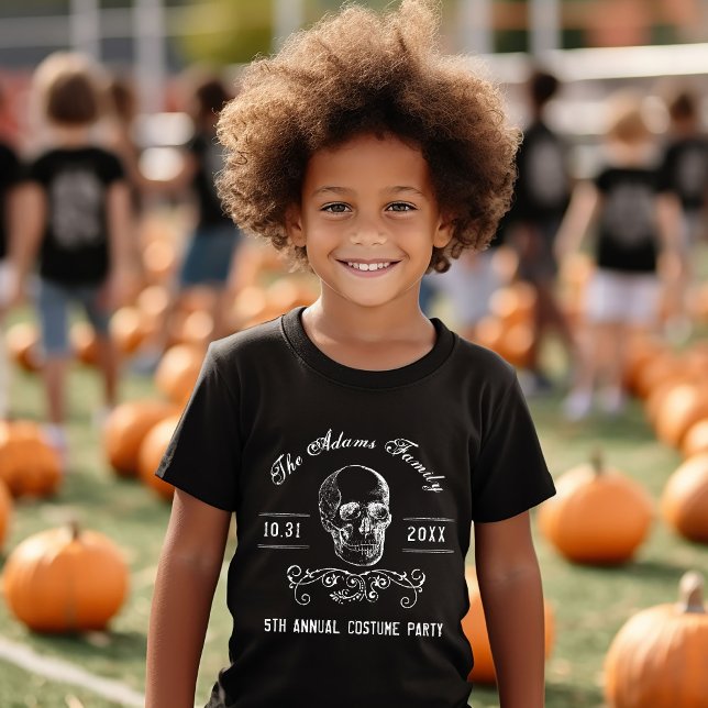 Camiseta Festa de Halloween Personalizada do Crânio Negro e (Criador carregado)