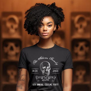 Camiseta Festa de Halloween Personalizada do Crânio Negro e