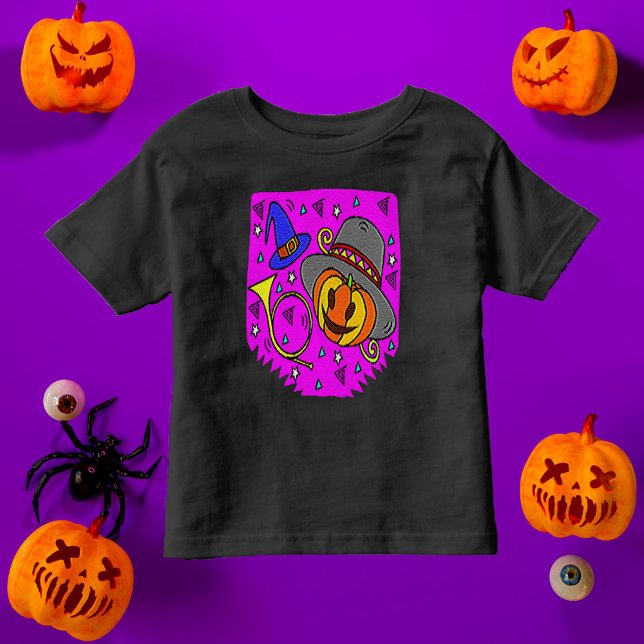 Camiseta Festa de Halloween Roxo Jack O'Lanterna (Halloween Party Purple Jack O'Lantern Bugle Toddler T-shirt)
